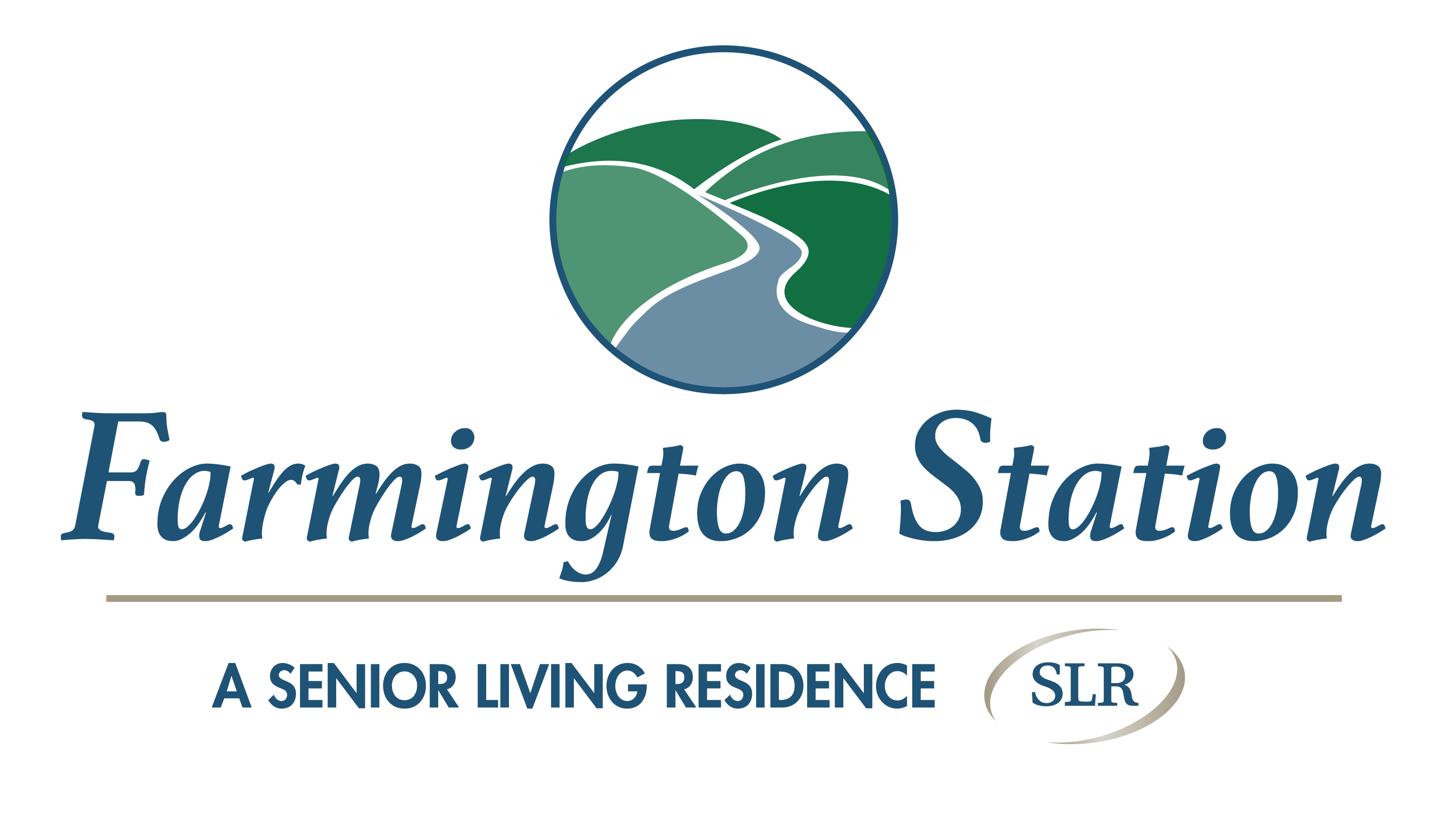 Words Farmington station with a landscape in a circle