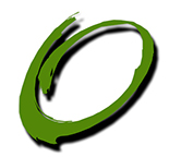 A green, abstract O.