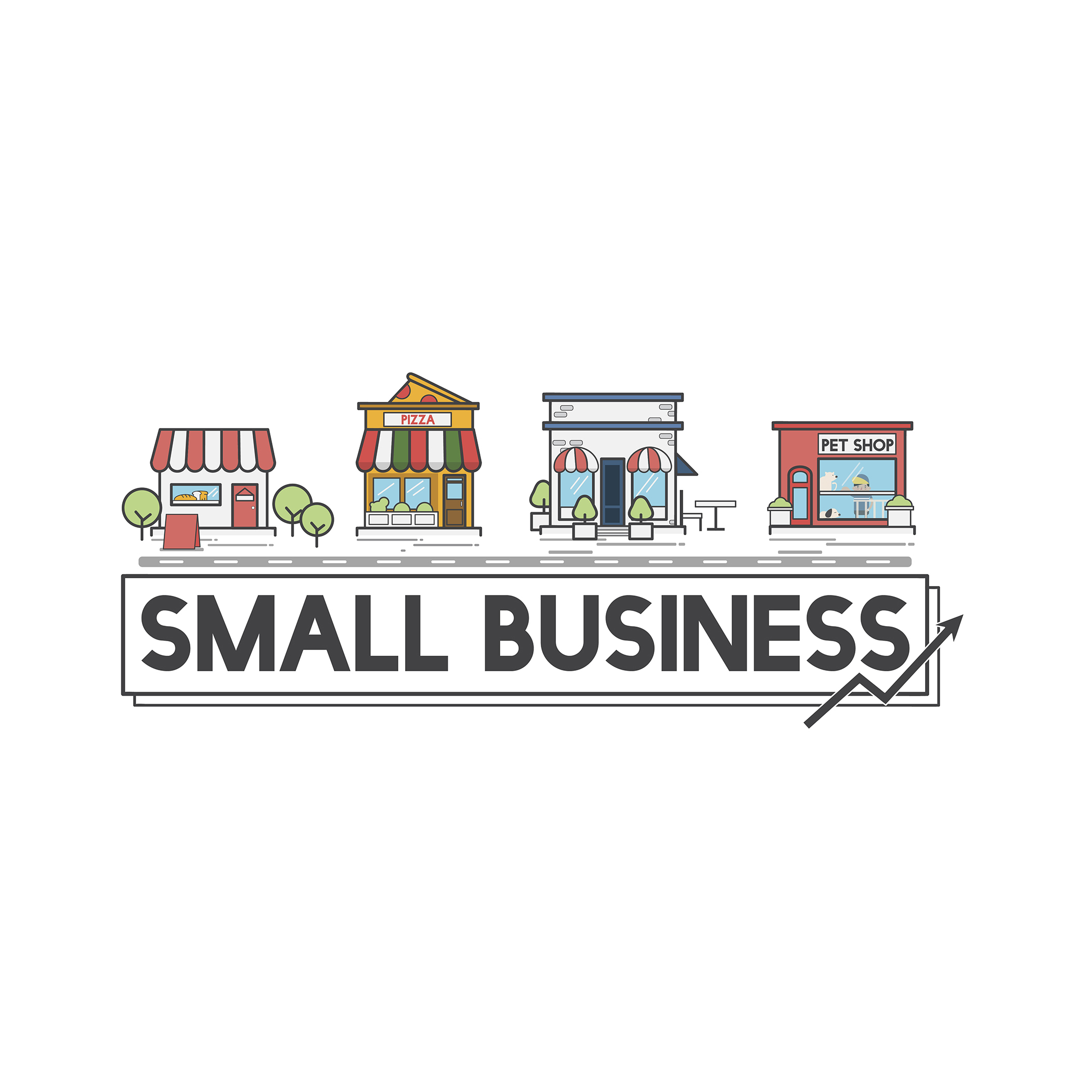 Small Business Thursday logo of main street illustration